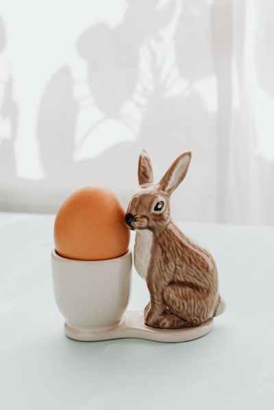 egg and ceramic rabbit